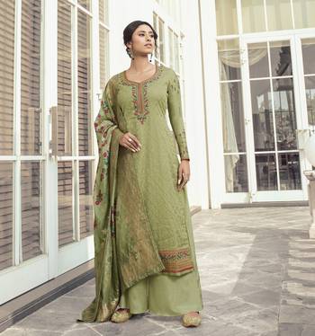 Light Green Embroidered Tussar Silk Salwar 1