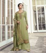 Light Green Embroidered Tussar Silk Salwar