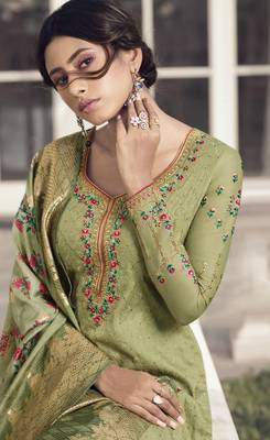 Light Green Embroidered Tussar Silk Salwar 3