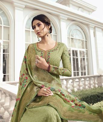 Light Green Embroidered Tussar Silk Salwar 4