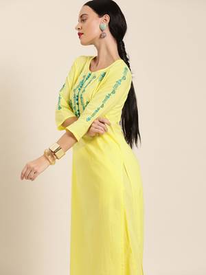 Yellow embroidered kurta & palazzo set 2
