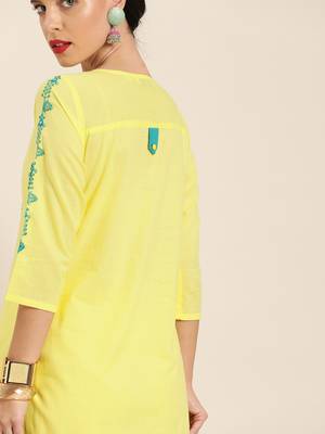 Yellow embroidered kurta & palazzo set 4