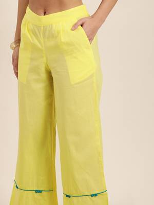 Yellow embroidered kurta & palazzo set 5