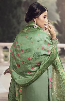 Green Embroidered Tussar Silk Salwar 4