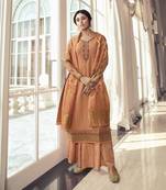 Dark Peach Embroidered Tussar Silk Salwar