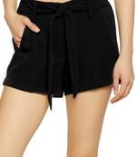 Black plain polyester shorts