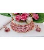 Gorgeous Choker Made Out From Ruby & Cz Stones With A Pair Of Matching Jhumkas