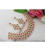 Fabulous Necklace Made Out From Cz & Ruby Emerald Stones With A Pair Of Matching Ear Rings