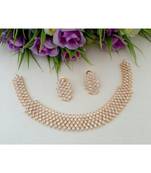 Elegant Designer Cz Stone Necklace With A Pair Of Matching Ear Rings