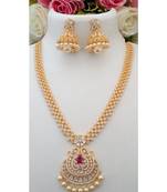 Stunning Desinger Cubic Zircon Stone Necklace With A Pair Of Matching Jhumkas