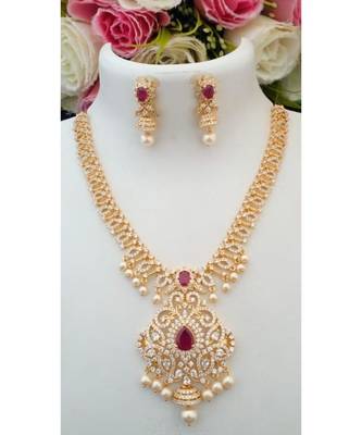 Cute Cubic Zircon Stone Necklace With A Pair Of Matching Ear Rings 1