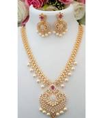 Exquisite Designer American Diamond Necklace With A Pair Of Beautiful Ear Rings