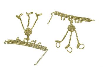 Gold cubic zirconia haath-phool-hath-panja 1