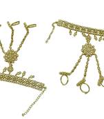 Gold cubic zirconia haath-phool-hath-panja