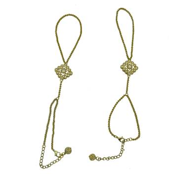 Gold cubic zirconia haath-phool-hath-panja 1