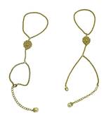 Gold cubic zirconia haath-phool-hath-panja