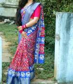 Gorgeous Pink Soft Linen Cotton Pochampally Saree With Blouse Piece