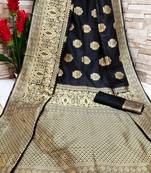 Black Woven Banarasi Saree With Blouse