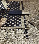 Black Woven Banarasi Saree With Blouse