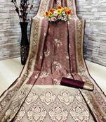 Maroon Woven Banarasi Saree With Blouse