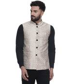 Beige Brasso Banarasi Nehru Jacket