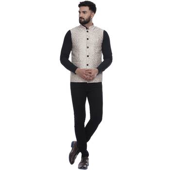 Beige Brasso Banarasi Nehru Jacket 5