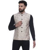 Beige Brasso Banarasi Nehru Jacket