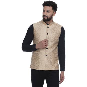 Gold Brasso Banarasi Nehru Jacket 1