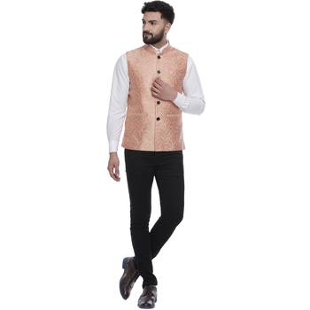 Pink Brasso Banarasi Nehru Jacket 4