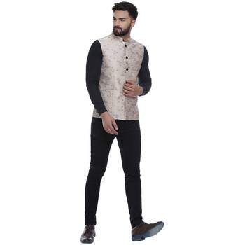Beige Brasso Banarasi Nehru Jacket 5