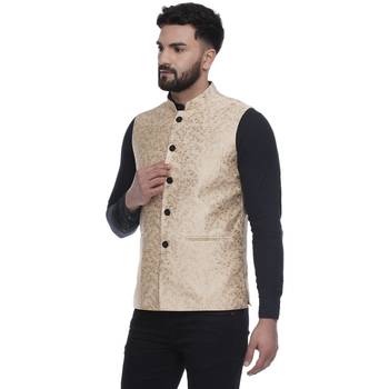 Gold Brasso Banarasi Nehru Jacket 2