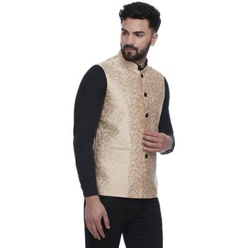 Gold Brasso Banarasi Nehru Jacket 3
