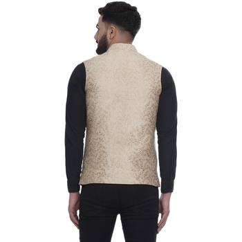 Gold Brasso Banarasi Nehru Jacket 4