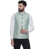 Green Brasso Banarasi Nehru Jacket