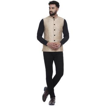 Gold Brasso Banarasi Nehru Jacket 5