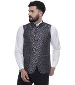 Blue Brasso Banarasi Nehru Jacket