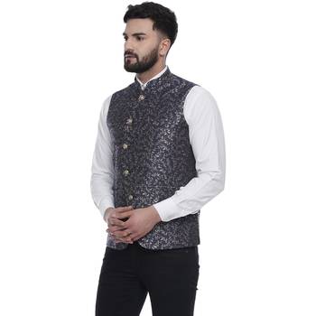 Blue Brasso Banarasi Nehru Jacket 2