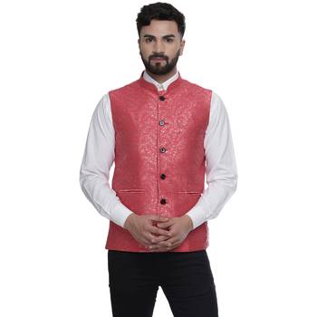 Pink Brasso Banarasi Nehru Jacket 1
