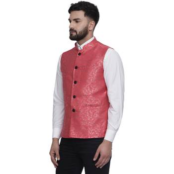 Pink Brasso Banarasi Nehru Jacket 2