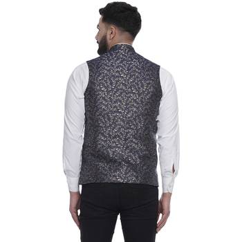 Blue Brasso Banarasi Nehru Jacket 4