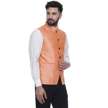 Pink Brasso Jacquard Nehru Jacket 2