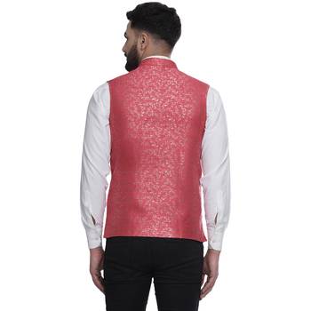 Pink Brasso Banarasi Nehru Jacket 4