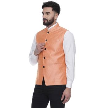 Pink Brasso Jacquard Nehru Jacket 3