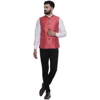 Pink Brasso Banarasi Nehru Jacket 5