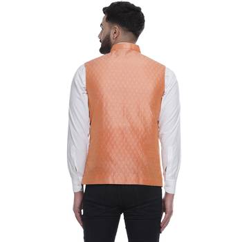 Pink Brasso Jacquard Nehru Jacket 4