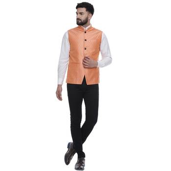 Pink Brasso Jacquard Nehru Jacket 5