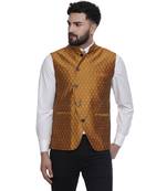 Gold Brasso Jacquard Nehru Jacket