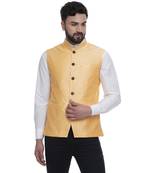Yellow Brasso Jacquard Nehru Jacket