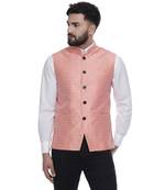 Pink Brasso Jacquard Nehru Jacket