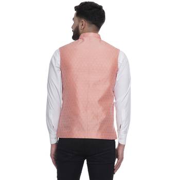 Pink Brasso Jacquard Nehru Jacket 3